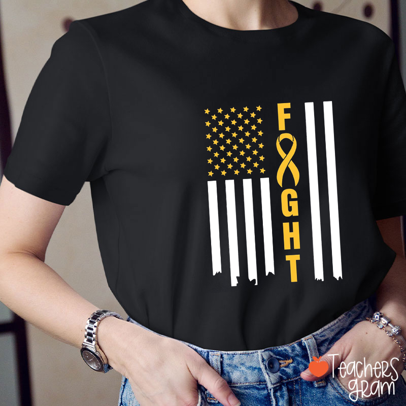 Stars And Stripes Cancer Fight Teacher T-Shirt