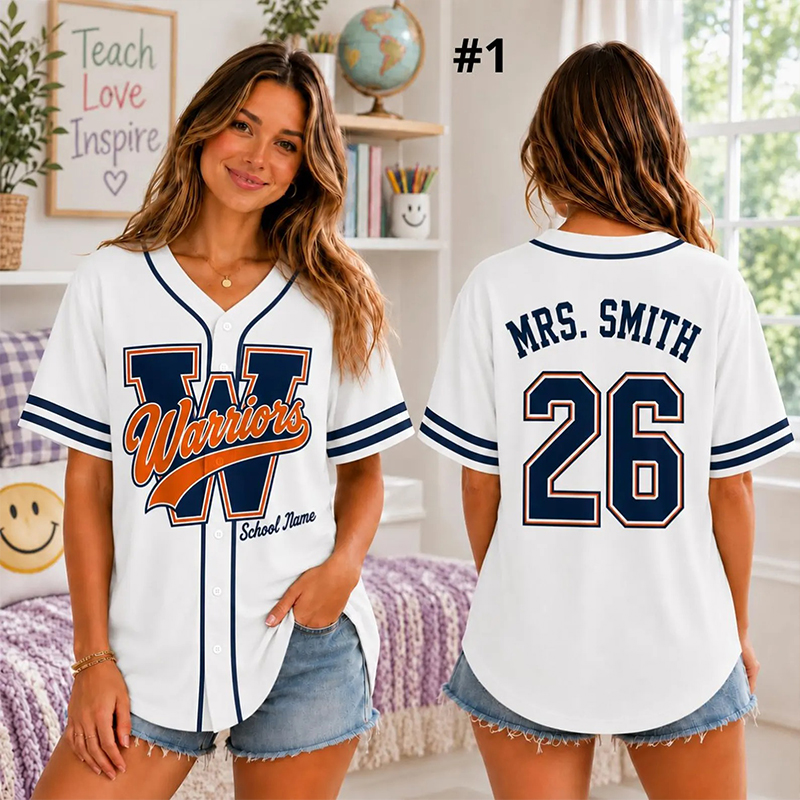 Personalized Teacher Name Number School Letter Teacher Baseball Jersey