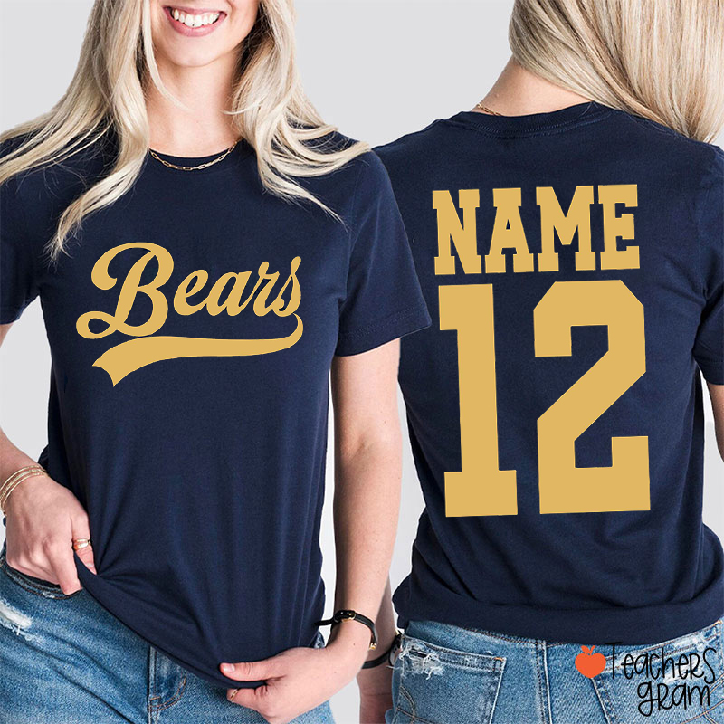 Personalized Team Name And Number Teacher Two Sided T-Shirt
