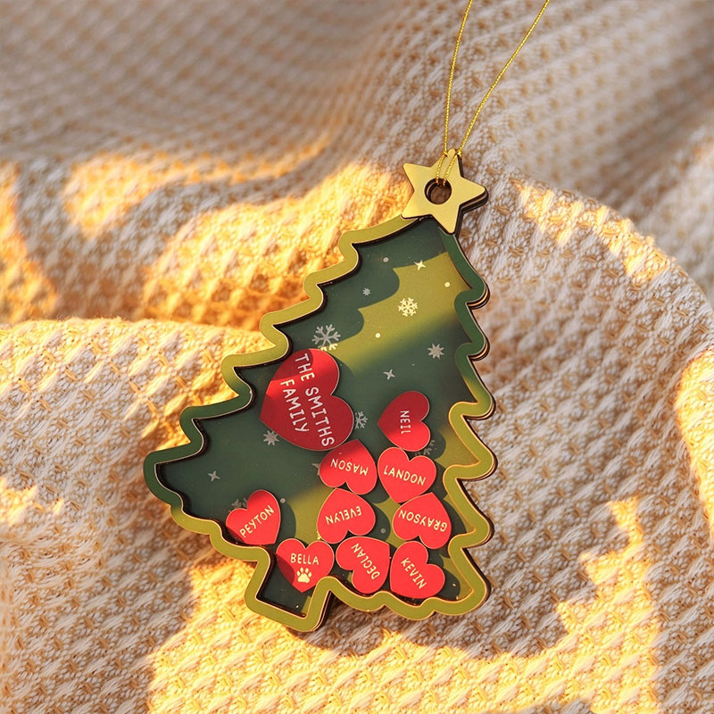 Personalized Heart Name Family Christmas Shaker Ornament