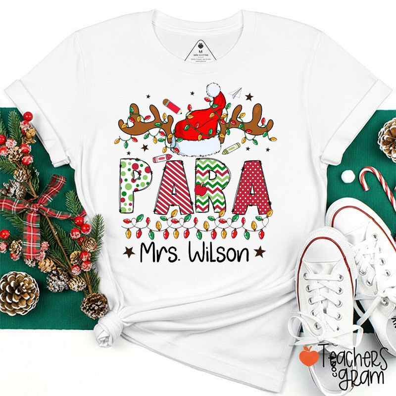 Personalized Name And Job Title Merry Christmas Teacher T-Shirt