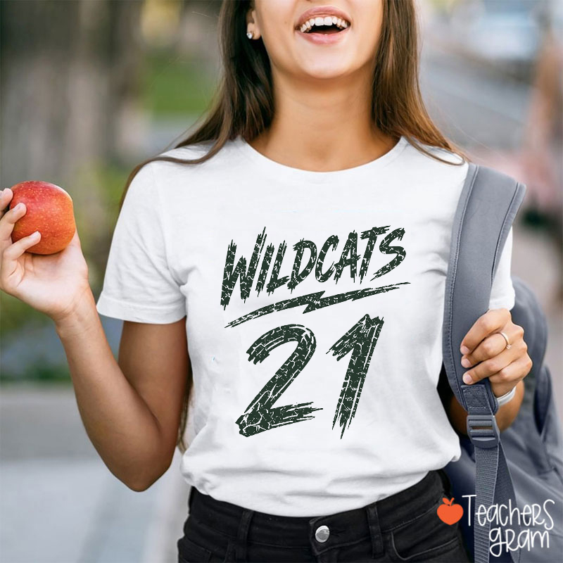 Personalized Mascot Brush Stroke Number Graphic Sports Teacher T‑Shirt