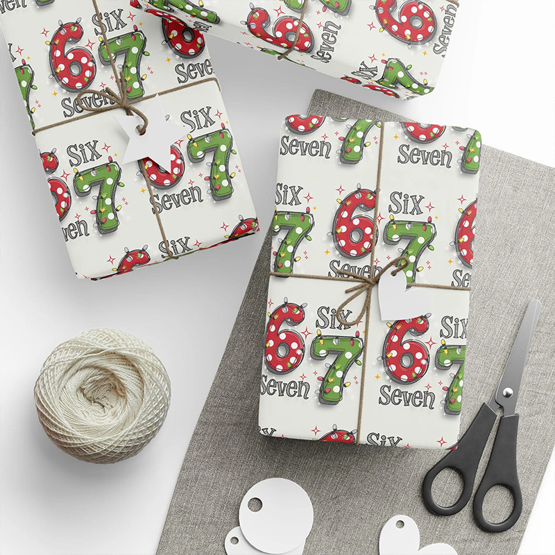Six Seven Holiday Lights Teacher Wrapping Paper