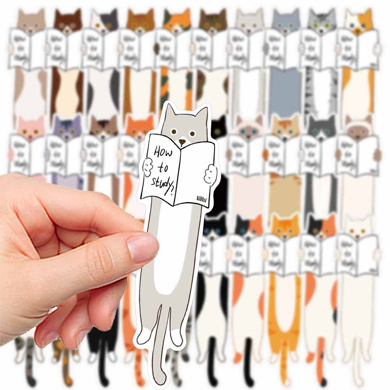 30PCS How To Study Cute Cat Teacher Bookmark