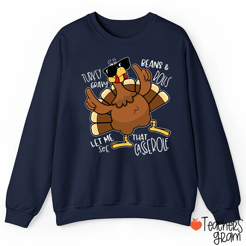 Turkey Gravy Beans Rolls Thanksgiving  Teacher Sweatshirt