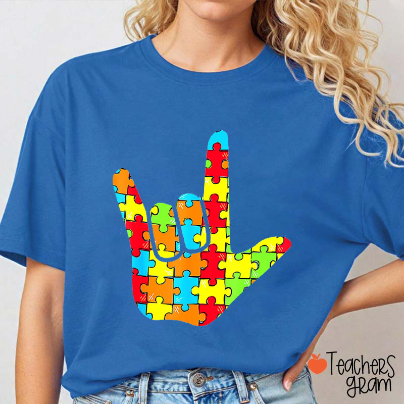 Rock On Autism Support Teacher T-Shirt
