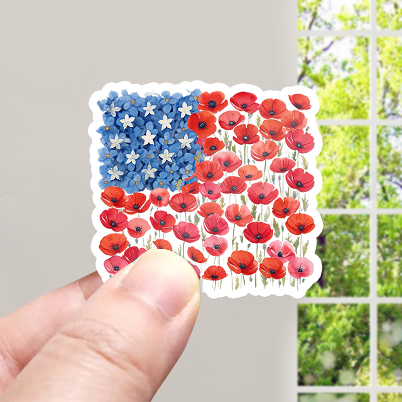Floral USA Flag 250th Anniversary Teacher Stickers