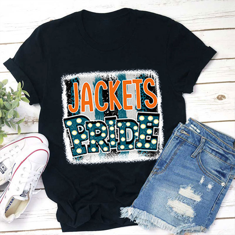 Personalized School Mascot Pride Colorblock Stripes Design Teacher T-Shirt