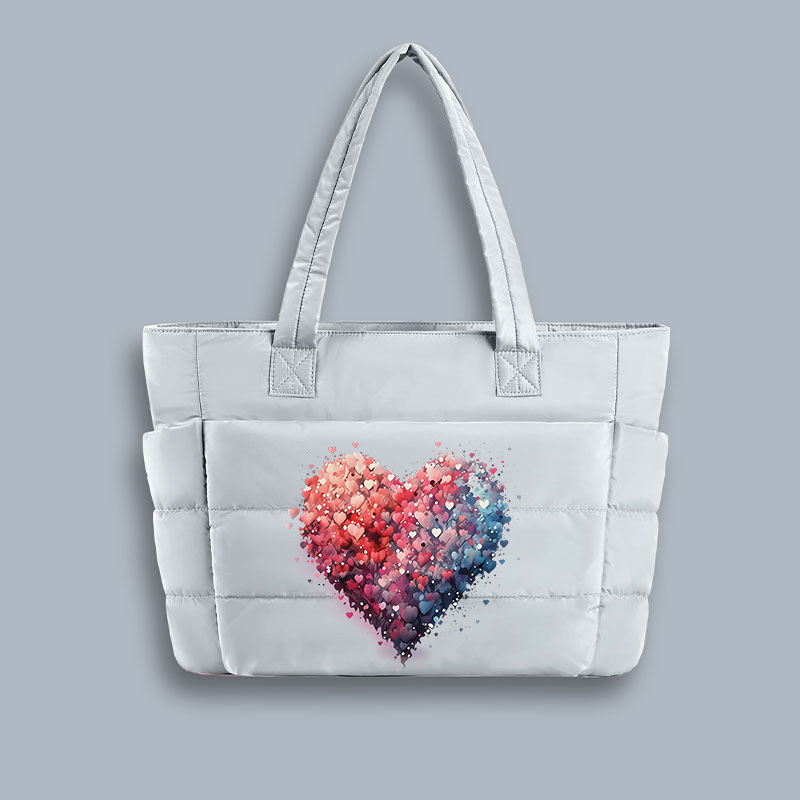 Bubble Heart Teacher Puffy Tote Bag