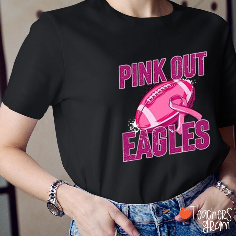 Personalized Mascot And Sport Pink Out Teacher T-Shirt