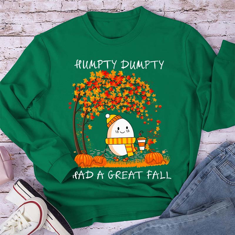 Humpty Happy Autumn Happy Fall Teacher Long Sleeve T-Shirt