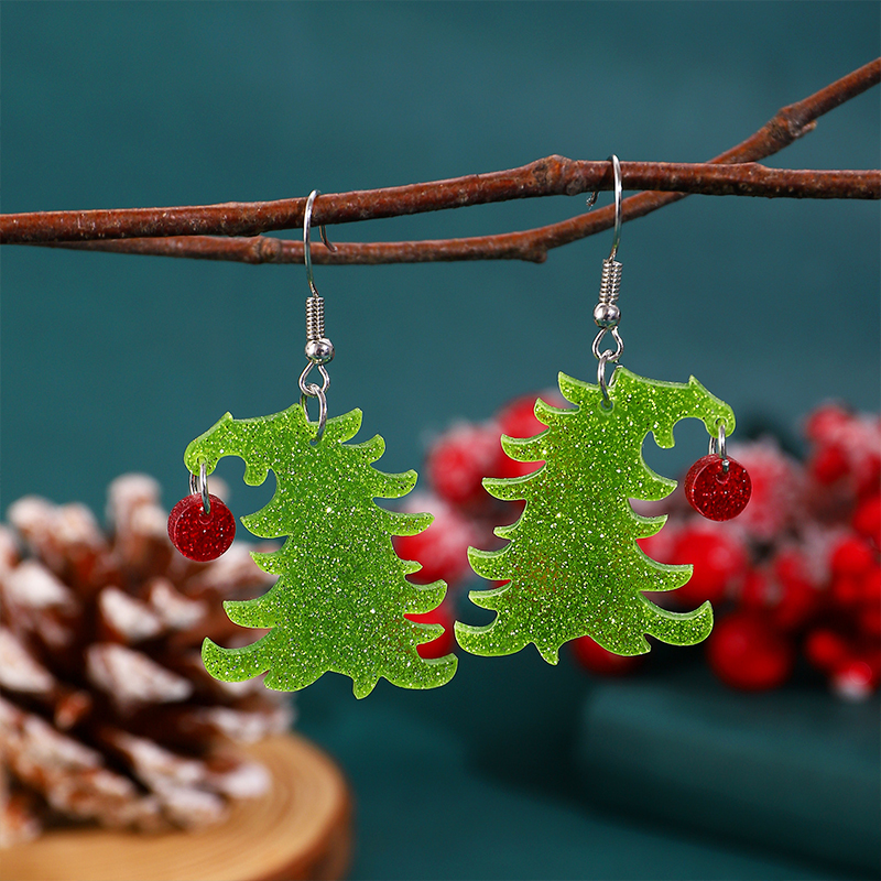 Bent Christmas Tree Teacher Acrylic Earrings