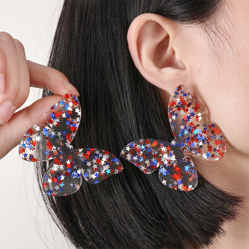Butterfly Independence Day Teacher Acrylic Earrings