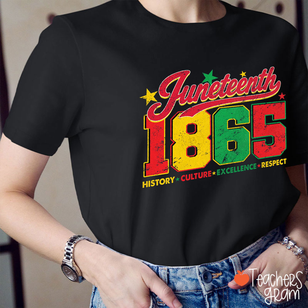 Juneteenth 1865 History Culture Excellence Respect Teacher T-Shirt