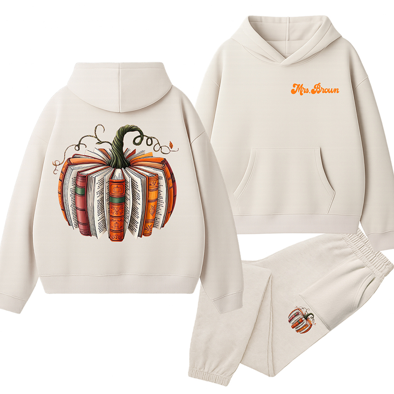 Pumpkin Book Teacher Hoodie Set