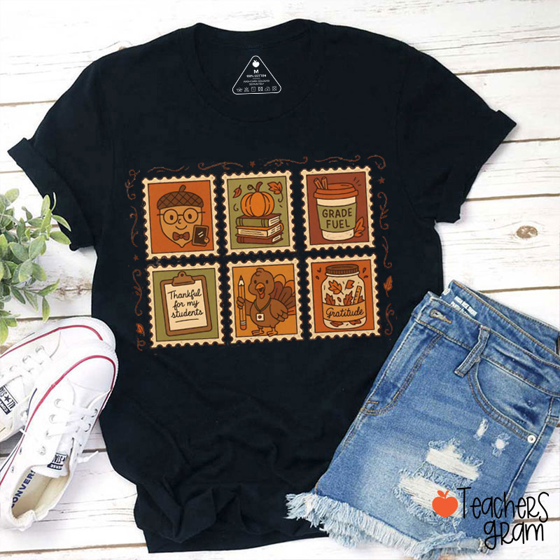 Retro Stamp Thankful For My Students Teacher T-Shirt