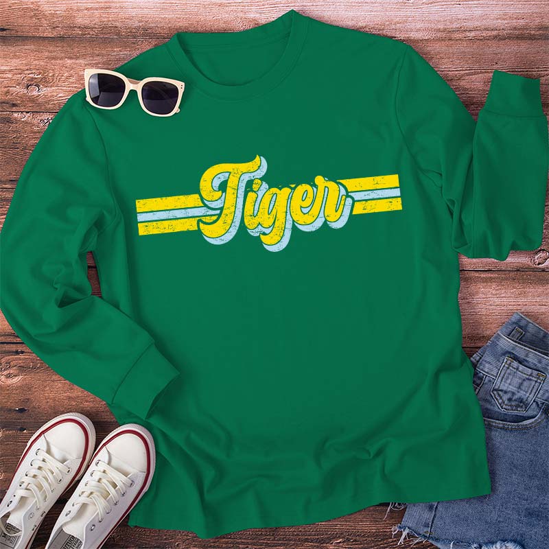 Personalized Mascot Contrast Color Line Teacher T-Shirt Teacher Long Sleeve T-Shirt
