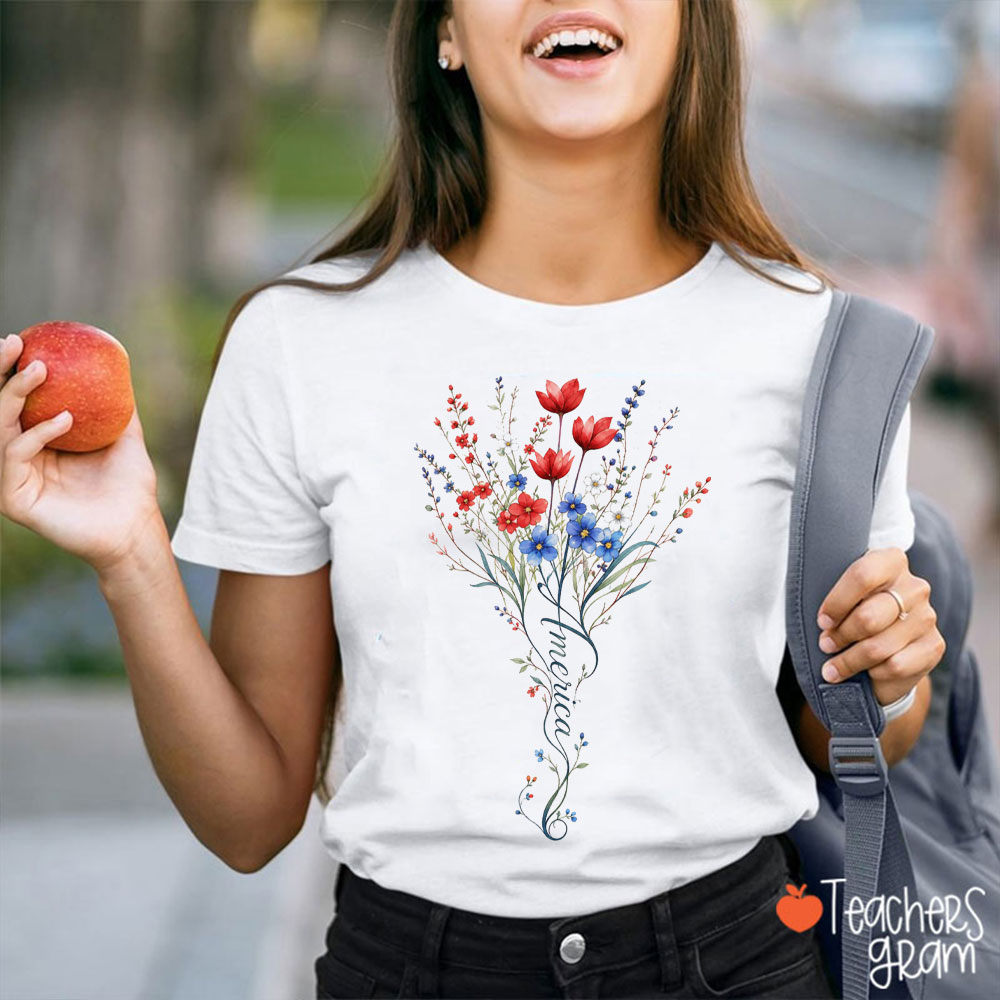 America Wildflower Teacher T-Shirt