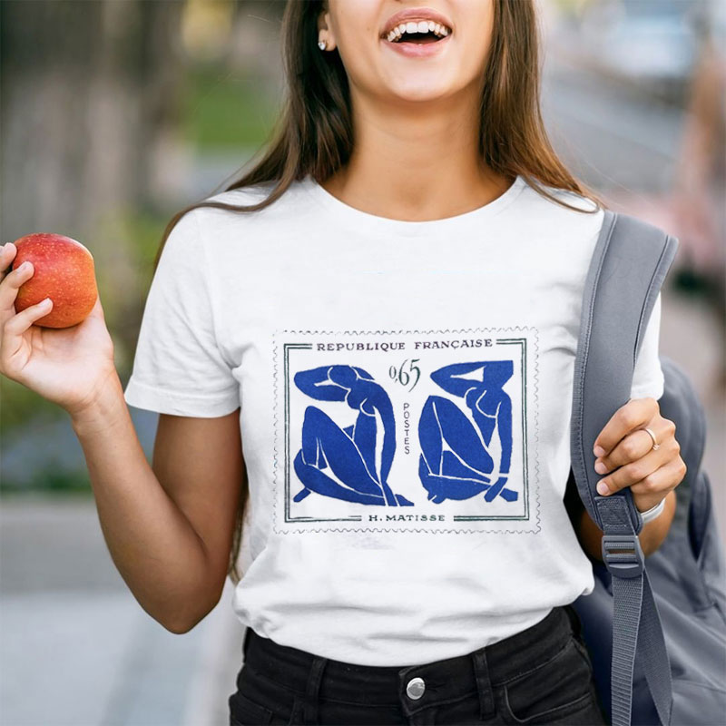 Abstraction Blue Nudes Art Teacher T-Shirt