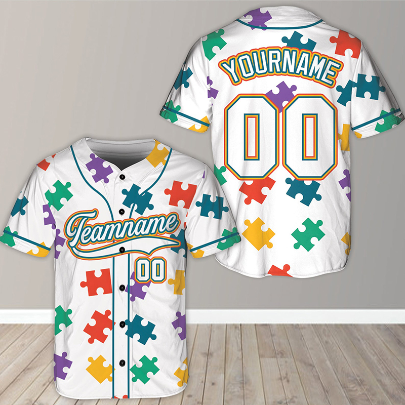 Personalized Autism Awareness Teacher Baseball Jersey