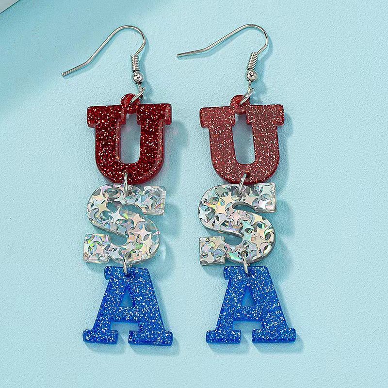 Red White And Blue Independence Day Teacher Acrylic Earrings
