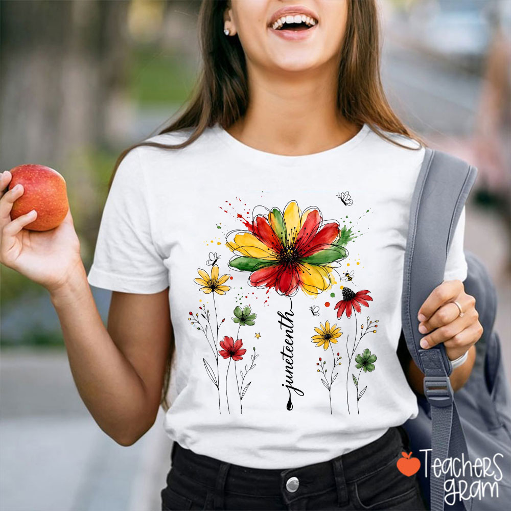 Red Yellow Green Wildflower Teacher T-Shirt