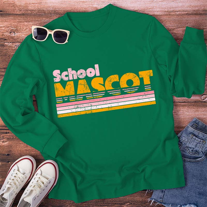 Personalized Mascot And School Name Contrast Color Line Design Teacher Long Sleeve T-Shirt