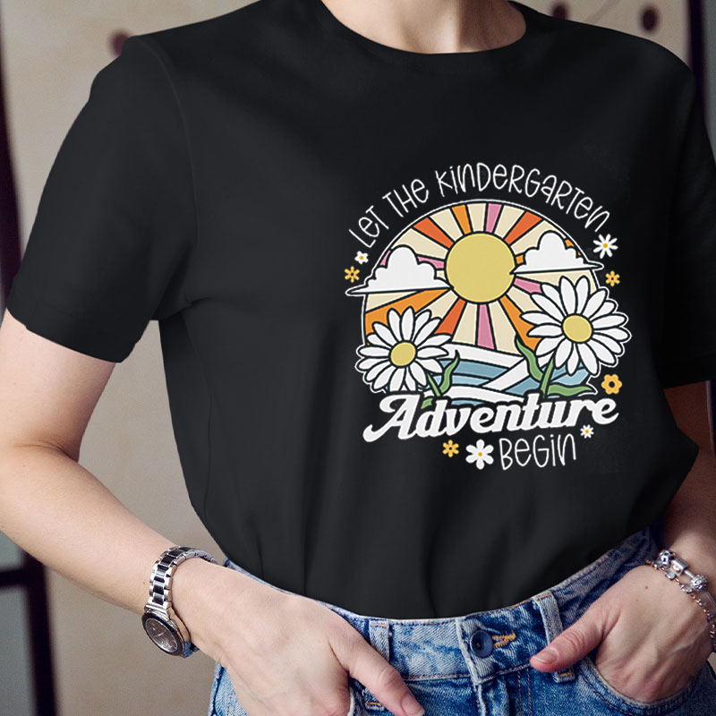 Personalized Grade Let Them Adventure Begin Cute Icon Teacher T-Shirt