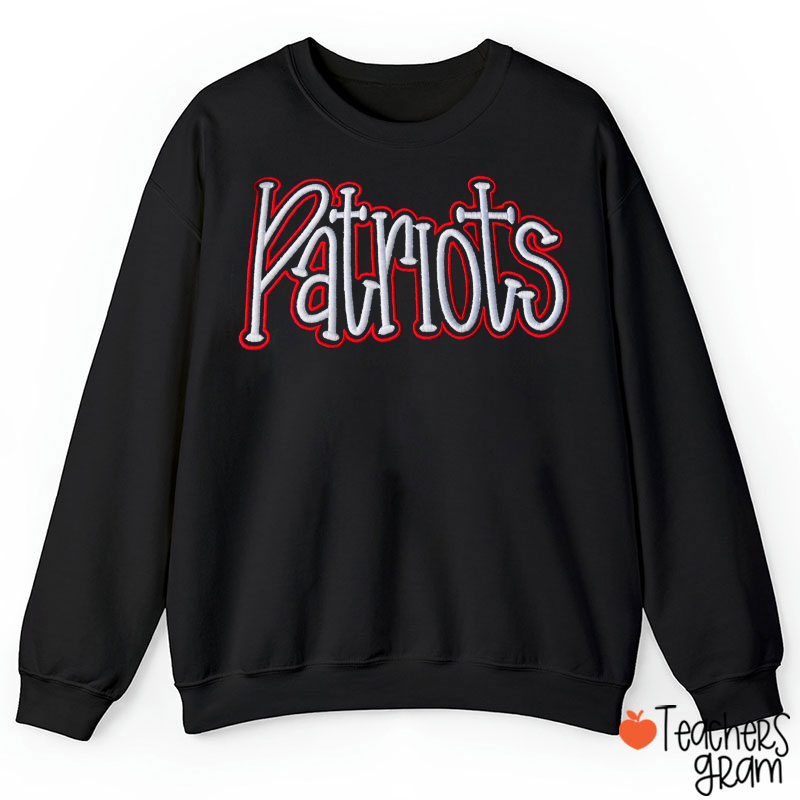 Personalized Patriots Mascot Puff Print Teacher Sweatshirt