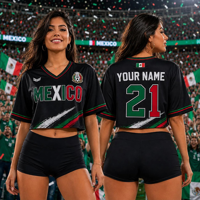 Personalized Name And Number Mexico Soccer Teacher Crop Jersey