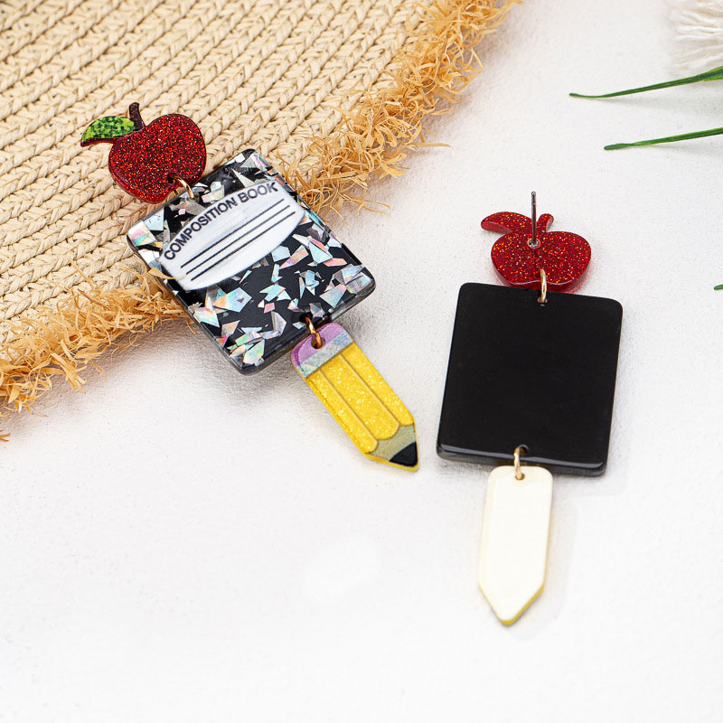 Composition Book With Pencil Teacher Acrylic Earrings