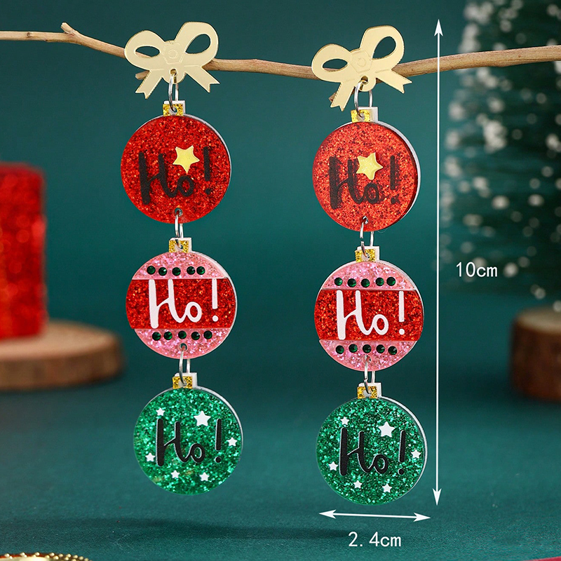 Ho Ho Ho Christmas Ball Teacher Acrylic Earrings