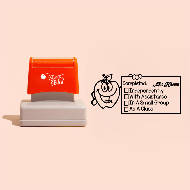 Personalized Name Independently With Assistance Teacher Rectangle Stamp