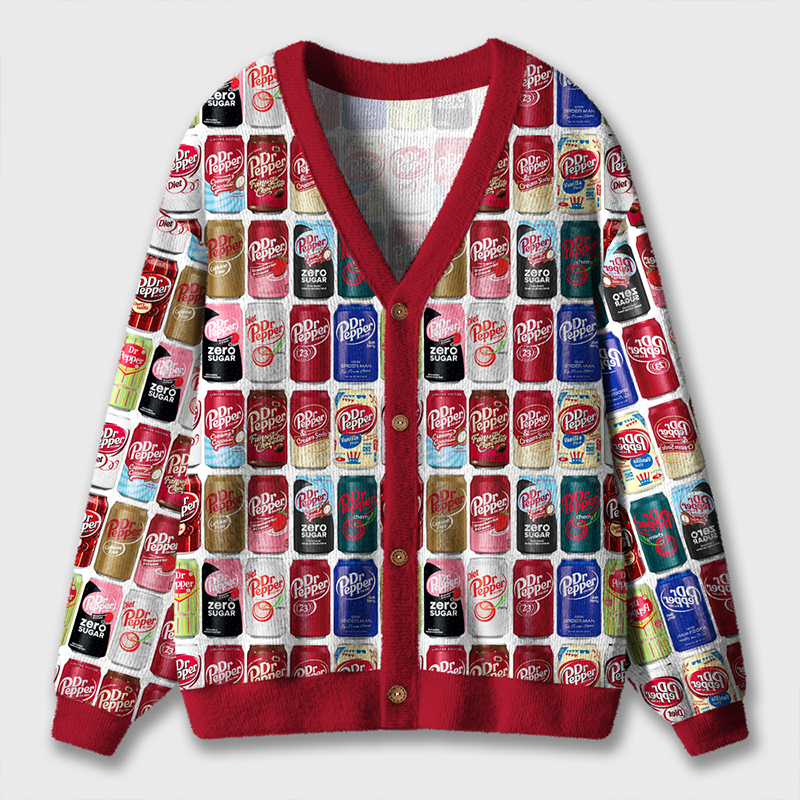 Dr Pepper 23 Classic Can Teacher Ugly Cardigan Sweaters