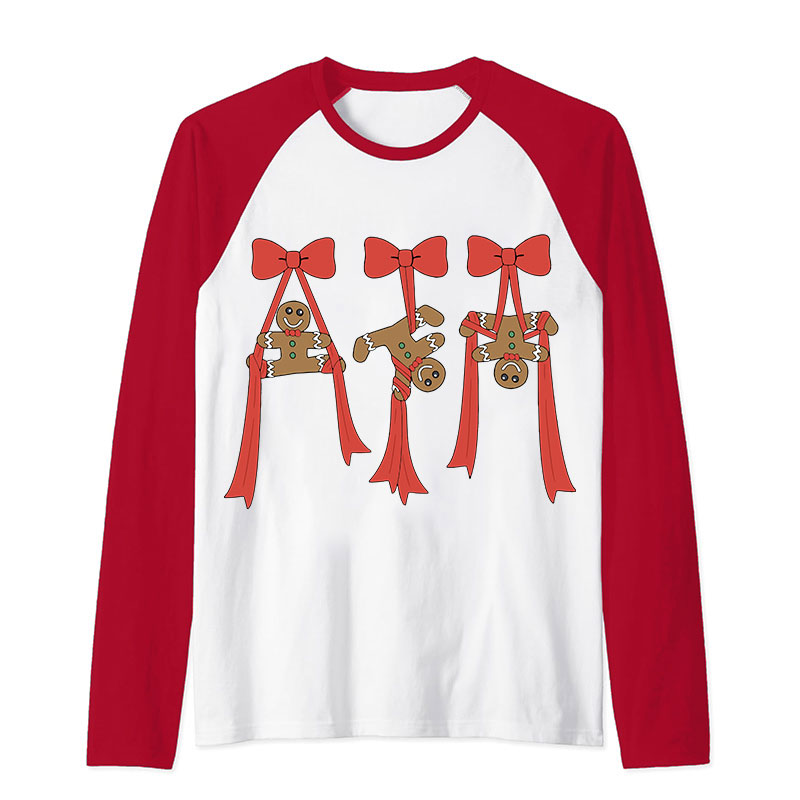 Gingerbread Man Christmas Dance Teacher Raglan Long Sleeve T-Shirt