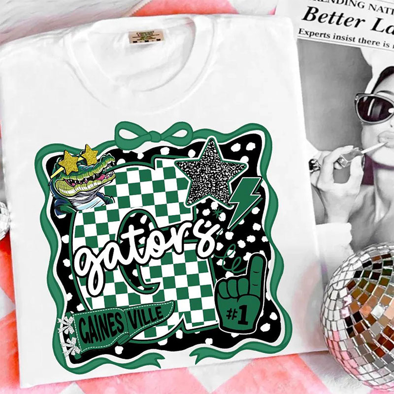 Personalized Mascot Checkerboard Background School Spirit Teacher T-Shirt