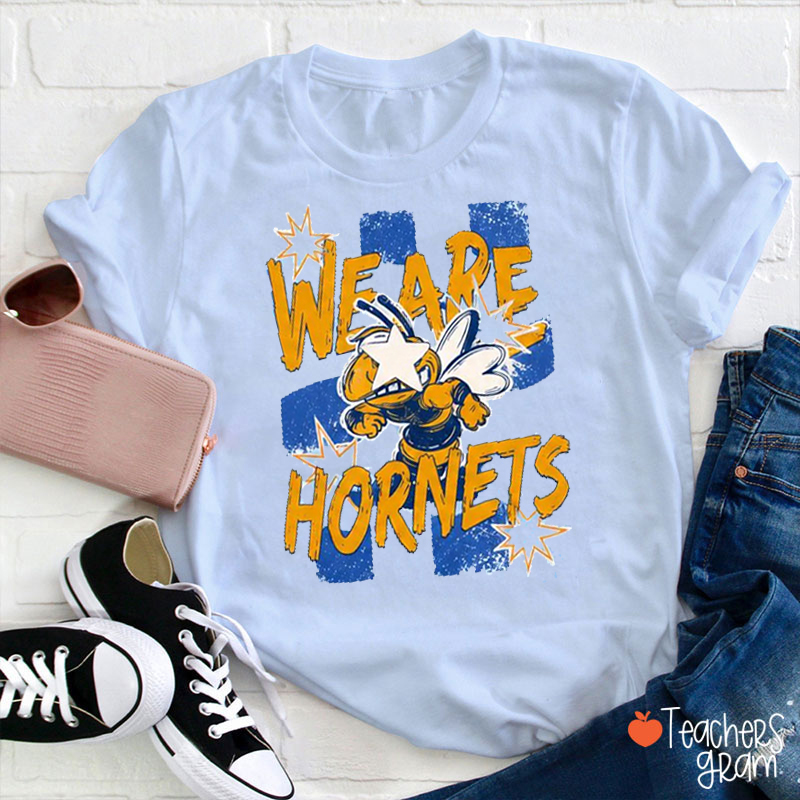 Personalized Grade We Are Wildcats Distressed Stripe Star Teacher T-Shirt