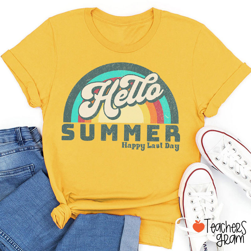 Retro Hello Summer Happy Last Day Teacher T-Shirt