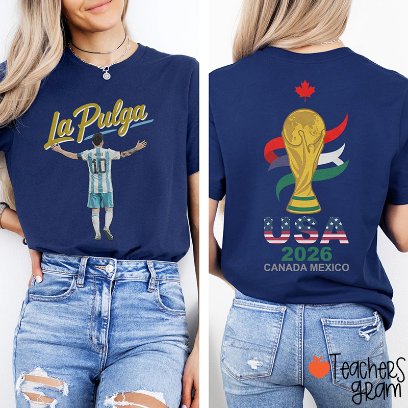 La Pulga Argentina Fans Teacher Two Sided T-Shirt