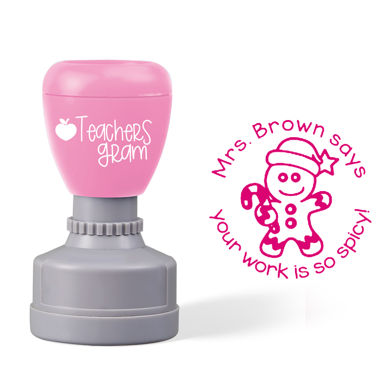 Personalized Name Says Your Work Is So Spicy Teacher Stamp