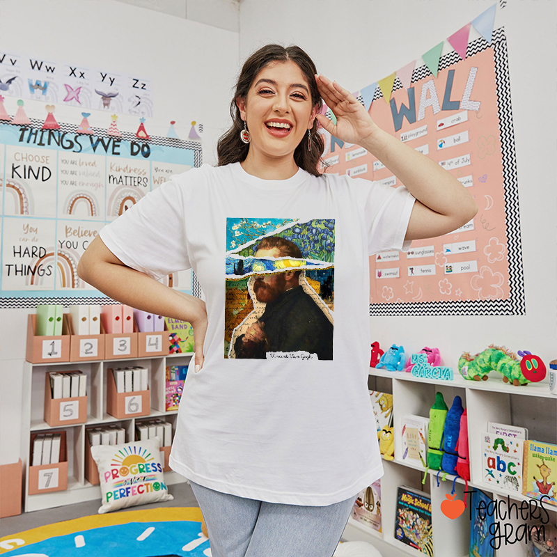 Retro Van Gogh Puzzle Art Teacher T-Shirt