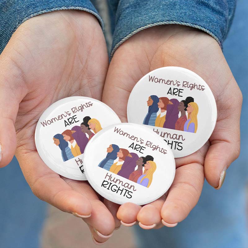Women's Rights Are Human Rights Teacher Pinback Button