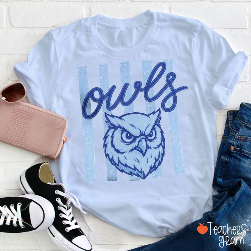 Personalized Mascot Striped Animal Mascot Teacher T-Shirt