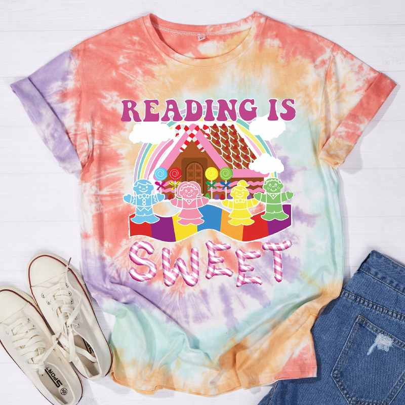 Reading Is Sweet Teacher Tie-dye T-Shirt