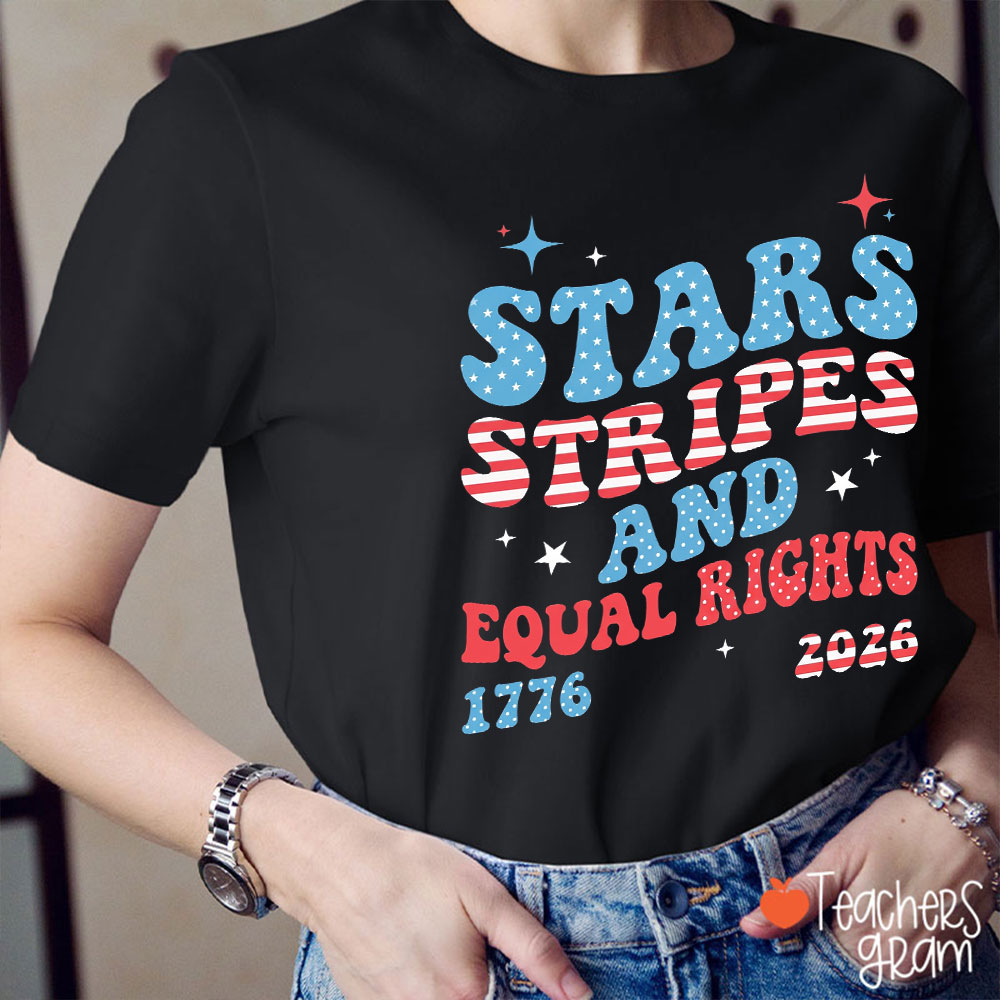 Retro Stars Stripes And Equal Rights Teacher T-Shirt
