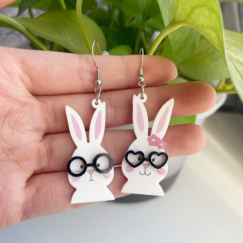 Asymmetrical Alasses Bunny Teacher Acrylic Earrings