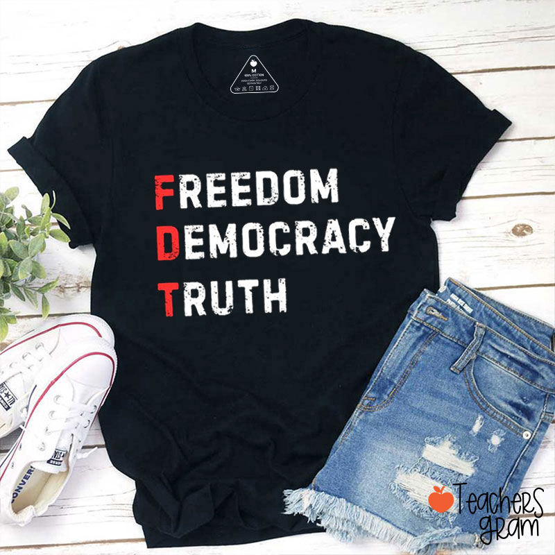 Retro Freedom Democracy Truth Teacher T-Shirt
