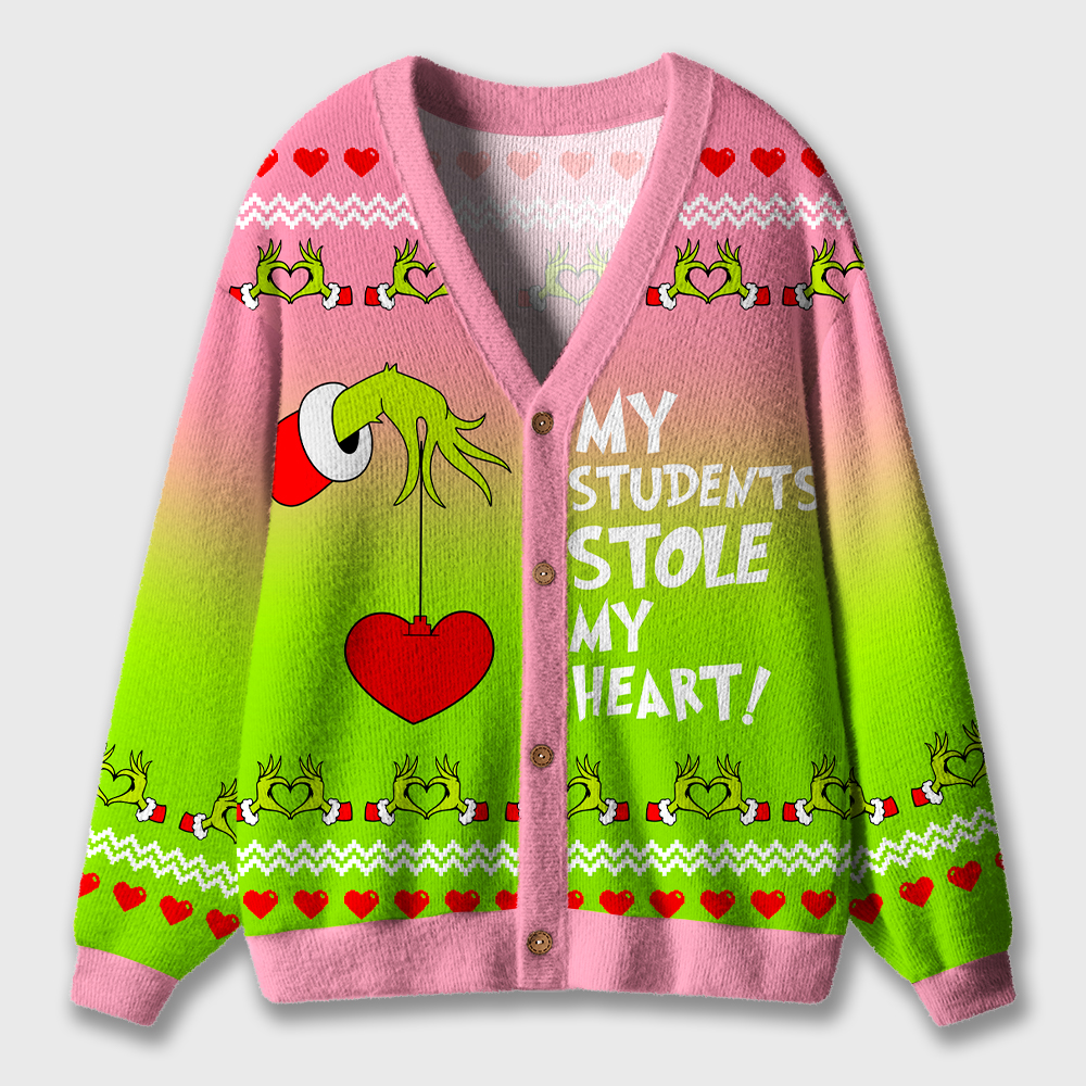 My Students Stole My Heart Love Heart Teacher Ugly Cardigan Sweaters