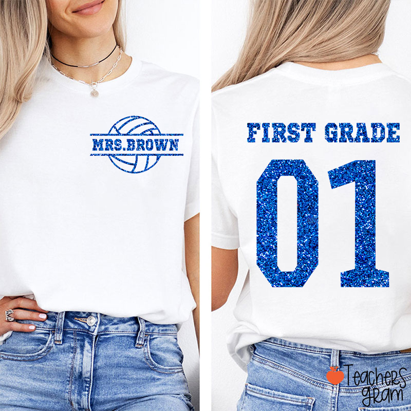 Personalized Sport And Name Game Day Teacher Two Sided T-Shirt