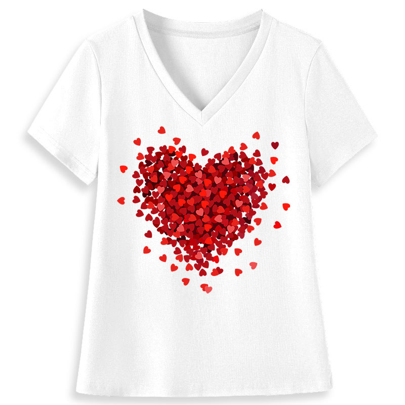 Let Love Fill Your Heart Teacher Female V-Neck T-Shirt